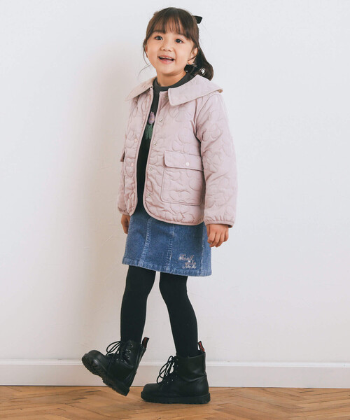 SLAP SLIP（スラップスリップ）の「【お揃い】ハートチャーム付きデニムコールテン台形スカート(90~130cm)（デニムスカート・キッズ・ネイビー/ブルー・110cm/100cm/130cm/120cm/90cm）」の6枚目の写真