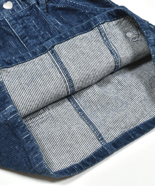 SLAP SLIP（スラップスリップ）の「【お揃い】ハートチャーム付きデニムコールテン台形スカート(90~130cm)（デニムスカート・キッズ・ネイビー/ブルー・110cm/100cm/130cm/120cm/90cm）」の18枚目の写真