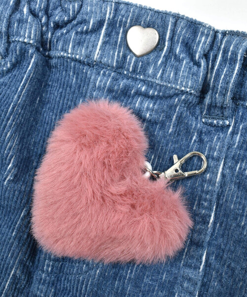 SLAP SLIP（スラップスリップ）の「【お揃い】ハートチャーム付きデニムコールテン台形スカート(90~130cm)（デニムスカート・キッズ・ネイビー/ブルー・110cm/100cm/130cm/120cm/90cm）」の22枚目の写真