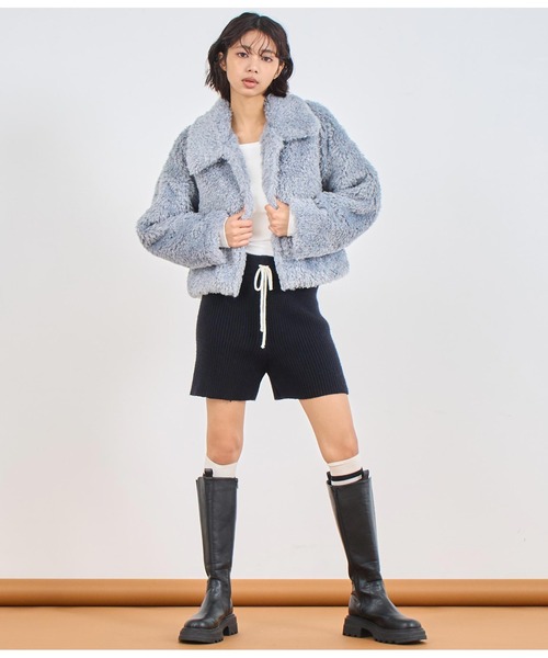 melo アナ Sサイズ フルセット（手袋なし、帽子付き） セール】フェイクファー衿付きジャケット（ブルゾン）｜ANAP