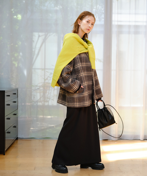 JOURNAL STANDARD（ジャーナルスタンダード）の「《追加2》スーパー140ビーバーノーカラーショートコート（ノーカラーコート・レディース・ベージュ系その他/ブラック/ブラック系その他/チョコ・36/34/38）」の15枚目の写真