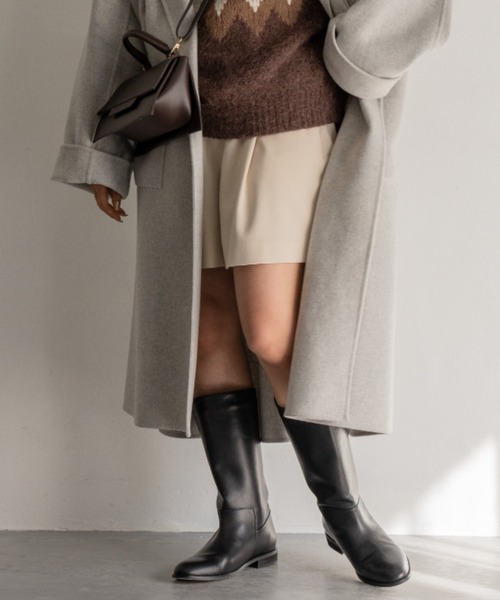 BABYLONE(バビロン)の「ウールチノショートパンツ(チノパンツ・レディース・ブラック/アイボリー・36inch/38inch)」の1枚目の写真