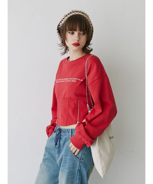 jouetie(ジュエティ)の「コルセットプルオーバー(スウェット・レディース・レッド/ブラック/アイボリー・MEDIUM)」の4枚目の写真