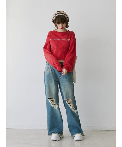 jouetie(ジュエティ)の「コルセットプルオーバー(スウェット・レディース・レッド/ブラック/アイボリー・MEDIUM)」の18枚目の写真