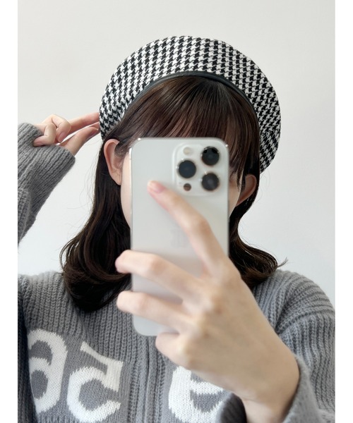 PHILLY（フィリー）の「WC/チドリガラパイピングベレー（ハンチング/ベレー帽・レディース・ブラック・FREE）」の3枚目の写真