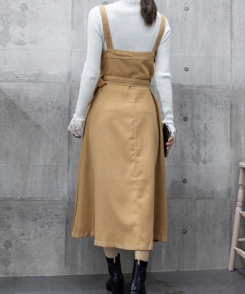 Miniministore(ミニミニストア)の「ジャンパースカート サロペットワンピース(ワンピース・レディース・ブラック/ベージュ・L/M)」の15枚目の写真
