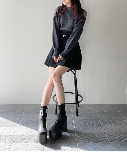 TORTE（トルテ）の「フェザー肩レースニット（ニット/セーター・レディース・ブルー/ダークグレー/ホワイト/ピンク・FREE）」の20枚目の写真