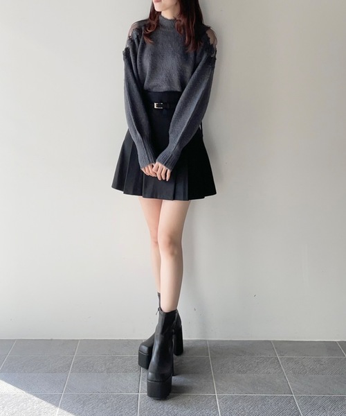 TORTE（トルテ）の「フェザー肩レースニット（ニット/セーター・レディース・ブルー/ダークグレー/ホワイト/ピンク・FREE）」の21枚目の写真