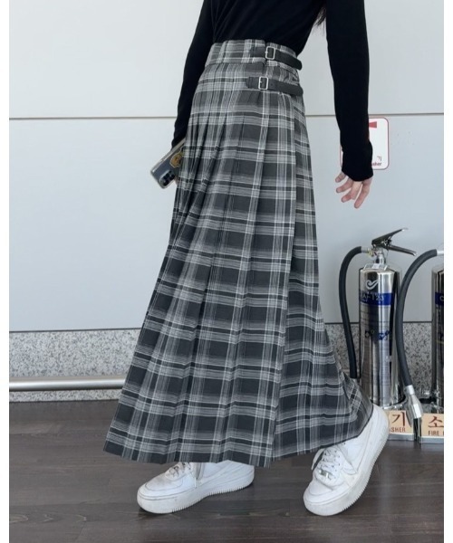 3.3 Field Trip （3.3フィールドトリップ）の「3.3 Field Trip／チェックロングスカート　 2995582（スカート・レディース・ネイビー/グレー・FREE）」の2枚目の写真