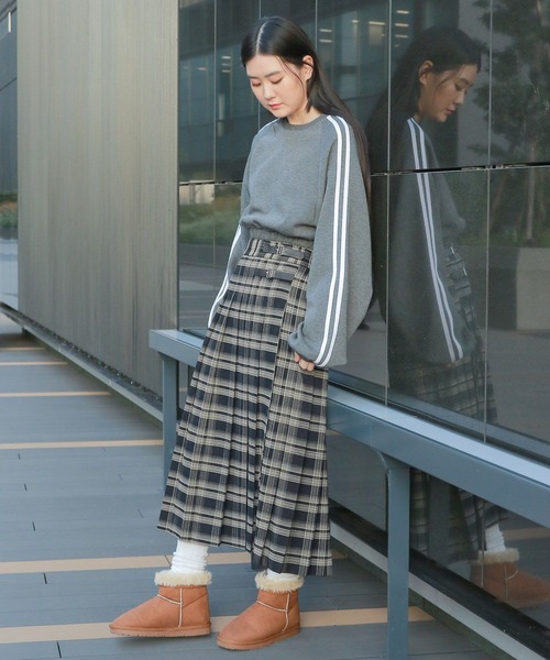 3.3 Field Trip （3.3フィールドトリップ）の「3.3 Field Trip／チェックロングスカート　 2995582（スカート・レディース・ネイビー/グレー・FREE）」の7枚目の写真