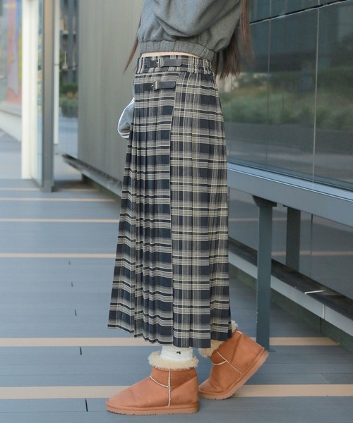 3.3 Field Trip （3.3フィールドトリップ）の「3.3 Field Trip／チェックロングスカート　 2995582（スカート・レディース・ネイビー/グレー・FREE）」の9枚目の写真