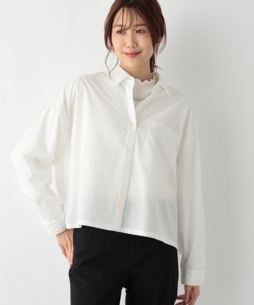 GLOBAL WORK（グローバルワーク）の「365日マイスタイルクロップドシャツ/987172（シャツ/ブラウス・レディース・オフホワイト/ストライプ/ホワイト系その他/ブルー系その他7/ライトブルー/イエロー・FREE）」の12枚目の写真