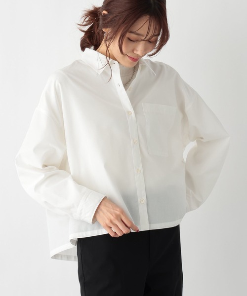 GLOBAL WORK（グローバルワーク）の「365日マイスタイルクロップドシャツ/987172（シャツ/ブラウス・レディース・オフホワイト/ストライプ/ホワイト系その他/ブルー系その他7/ライトブルー/イエロー・FREE）」の13枚目の写真