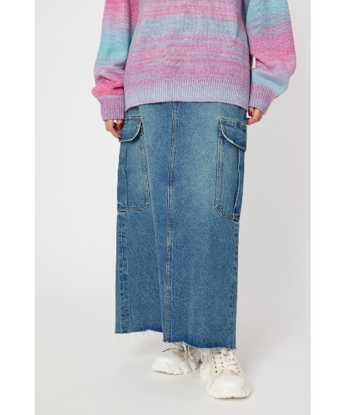 RODEO CROWNS WIDE BOWL（ロデオクラウンズワイドボウル）の「デニムカーゴマキシスカート（デニムスカート・レディース・ブルー/ブラック・SMALL/MEDIUM）」の15枚目の写真