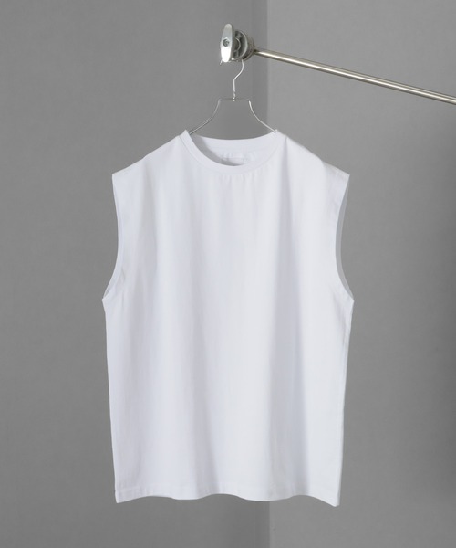 welise（ウェライズ）の「【welise/ウェライズ】HQクリアコットン ノースリーブオーバーサイズTシャツ（Tシャツ/カットソー・メンズ・チャコールグレー/ホワイト/ブラック/チャコール/ダークブラウン/ライトグレー・M/L/S）」の8枚目の写真