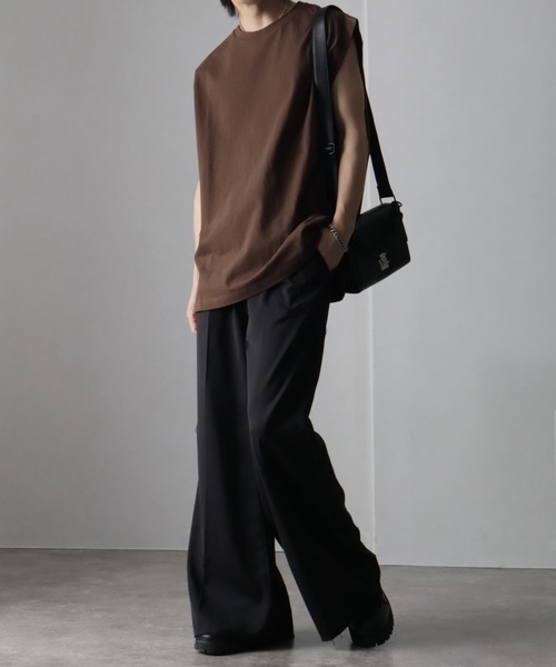 welise（ウェライズ）の「【welise/ウェライズ】HQクリアコットン ノースリーブオーバーサイズTシャツ（Tシャツ/カットソー・メンズ・チャコールグレー/ホワイト/ブラック/チャコール/ダークブラウン/ライトグレー・M/L/S）」の13枚目の写真