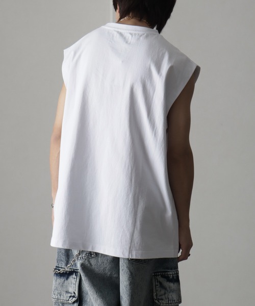 welise（ウェライズ）の「【welise/ウェライズ】HQクリアコットン ノースリーブオーバーサイズTシャツ（Tシャツ/カットソー・メンズ・チャコールグレー/ホワイト/ブラック/チャコール/ダークブラウン/ライトグレー・M/L/S）」の17枚目の写真