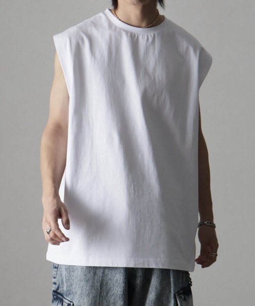 welise（ウェライズ）の「【welise/ウェライズ】HQクリアコットン ノースリーブオーバーサイズTシャツ（Tシャツ/カットソー・メンズ・チャコールグレー/ホワイト/ブラック/チャコール/ダークブラウン/ライトグレー・M/L/S）」の15枚目の写真