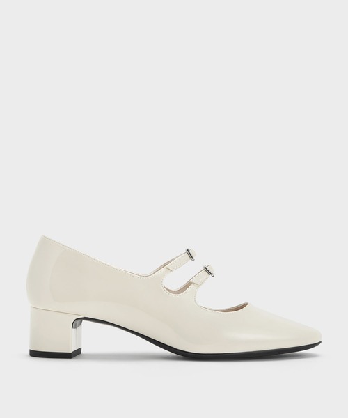 CHARLES & KEITH（チャールズ & キース）の「ダブル クリスタルバックルメリージェーンパンプス（パンプス・レディース・ブラック系その他7/オフホワイト・23cm/23.5cm/24.5cm/25cm/22.5cm）」の6枚目の写真