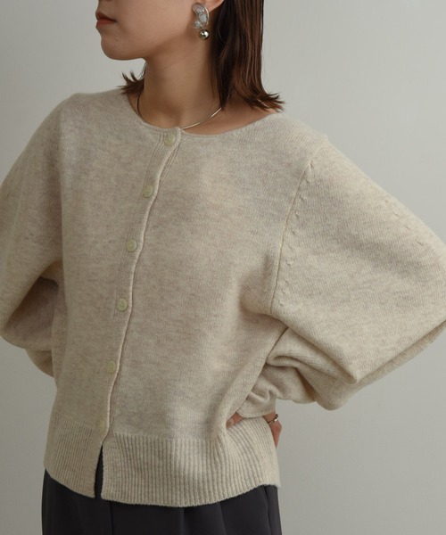 Amiur（エミレ）の「crew neck nuance cardigan / クルーネックニュアンスカーディガン（カーディガン/ボレロ・レディース・オートミール/モカ・FREE）」の3枚目の写真