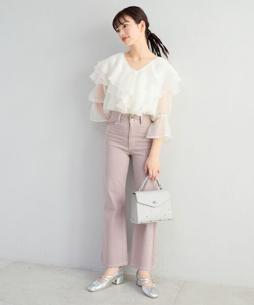 MAJESTIC LEGON（マジェスティックレゴン）の「美脚フレアパンツ（その他パンツ・レディース・ブラック/サックスブルー/グレー/アイボリー/ピンク/ネイビー・SMALL/LARGE/MEDIUM）」の6枚目の写真