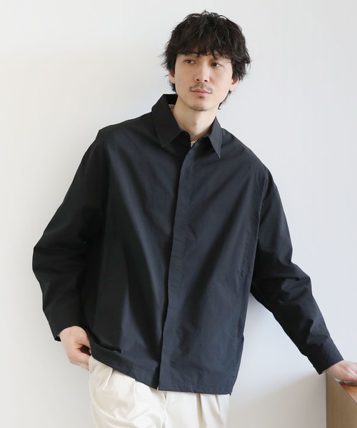LIL VENDARS(リルヴェンダース)の「ルーズシルエット比翼シャツジャケット(ナイロンジャケット・メンズ・ベージュ/チャコール/ブラック/ブルー・XL/M/L)」の18枚目の写真