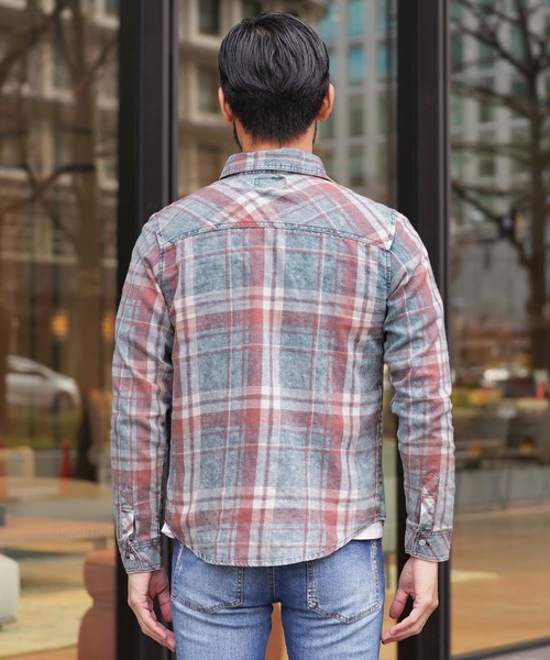 jiggys shop(ジギーズショップ)の「インディゴチェックシャツ(シャツ/ブラウス・メンズ・ブルー系その他/レッド・MEDIUM/LARGE/X-LARGE)」の5枚目の写真