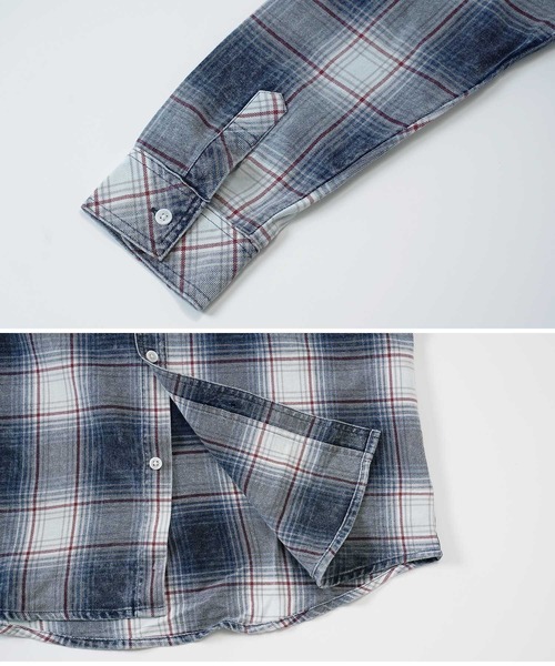 jiggys shop(ジギーズショップ)の「インディゴチェックシャツ(シャツ/ブラウス・メンズ・ブルー系その他/レッド・MEDIUM/LARGE/X-LARGE)」の8枚目の写真