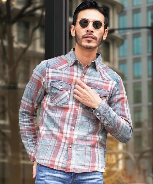 jiggys shop(ジギーズショップ)の「インディゴチェックシャツ(シャツ/ブラウス・メンズ・ブルー系その他/レッド・MEDIUM/LARGE/X-LARGE)」の13枚目の写真