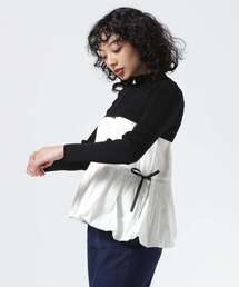 AULA（アウラ）の「【AULA】アシンメトリーショルダーメッシュトップス 