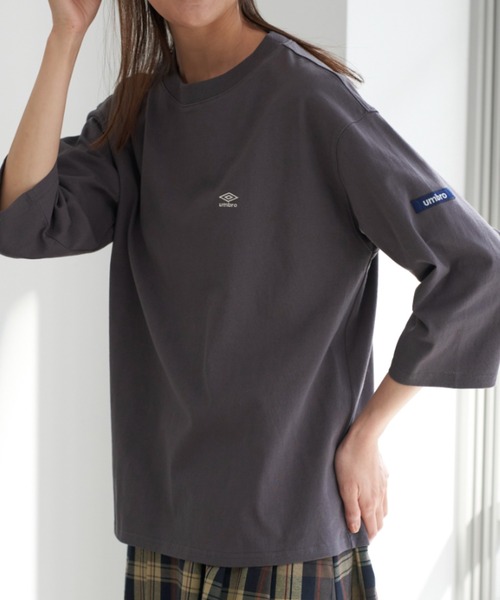 UMBRO(アンブロ)の「<UMBROコラボ(アンブロ)×UNDOVE>【配色衿/ワンポイント刺繍/半袖Tシャツ/オーバーサイズ/カジュアルスポーティー】綿100%7分袖Tシャツ(Tシャツ/カットソー・レディース・モカ/ナチュラル・XXXX-LARGE/XXX-LARGE/XX-LARGE/X-LARGE/LARGE/MEDIUM)」の9枚目の写真