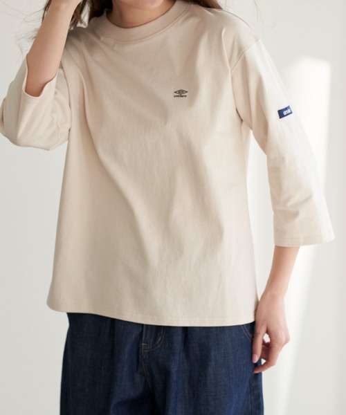 UMBRO(アンブロ)の「<UMBROコラボ(アンブロ)×UNDOVE>【配色衿/ワンポイント刺繍/半袖Tシャツ/オーバーサイズ/カジュアルスポーティー】綿100%7分袖Tシャツ(Tシャツ/カットソー・レディース・モカ/ナチュラル・XXXX-LARGE/XXX-LARGE/XX-LARGE/X-LARGE/LARGE/MEDIUM)」の10枚目の写真