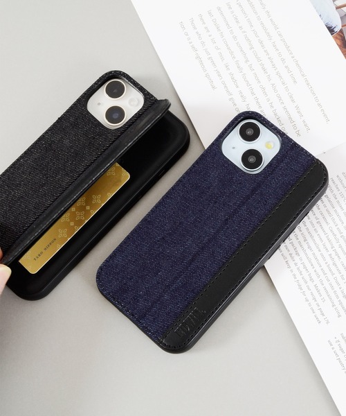 EDWIN（エドウィン）の「iPhone16 iPhone16Pro iPhone15 iPhone14 iPhone13 エドウィン [レザー調スタンドケース]（スマホケース/カバー・メンズ・ブラック/インディゴブルー・iPhone 15/iPhone 16/iPhone 16 Pro）」の7枚目の写真