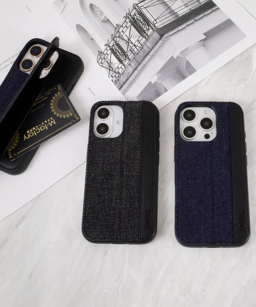 EDWIN（エドウィン）の「iPhone16 iPhone16Pro iPhone15 iPhone14 iPhone13 エドウィン [レザー調スタンドケース]（スマホケース/カバー・メンズ・ブラック/インディゴブルー・iPhone 15/iPhone 16/iPhone 16 Pro）」の4枚目の写真