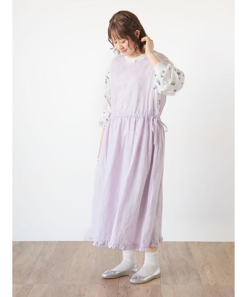 Samansa Mos2(サマンサ モスモス)の「【Water less Linen】前後2WAYジャンパースカート(ワンピース・レディース・ブラック/イエロー/キナリ/ラベンダー・F)」の15枚目の写真