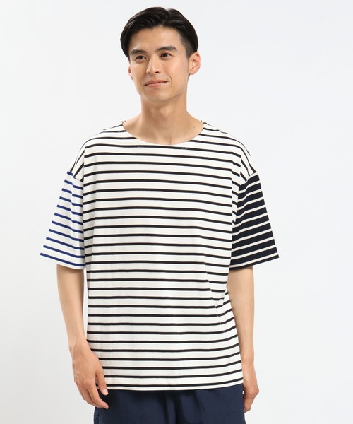 GLOBAL WORK Smile Seed Store（グローバルワーク スマイルシードストア）の「コットンボーダーＴシャツ半袖/984102（Tシャツ/カットソー・メンズ・ブルー系その他/グレー/その他・SMALL/LARGE/X-LARGE/MEDIUM）」の3枚目の写真