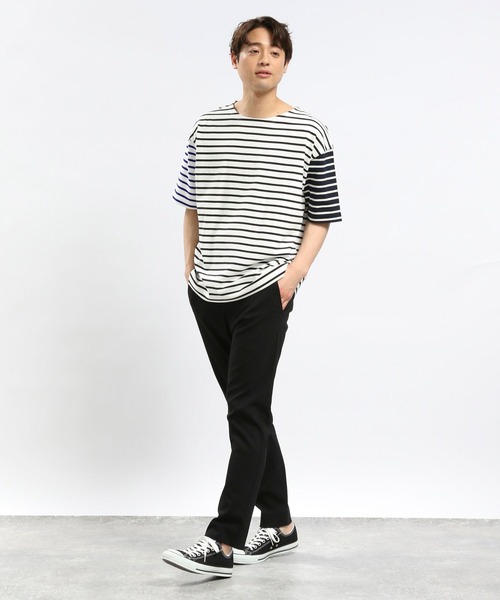 GLOBAL WORK Smile Seed Store（グローバルワーク スマイルシードストア）の「コットンボーダーＴシャツ半袖/984102（Tシャツ/カットソー・メンズ・ブルー系その他/グレー/その他・SMALL/LARGE/X-LARGE/MEDIUM）」の5枚目の写真