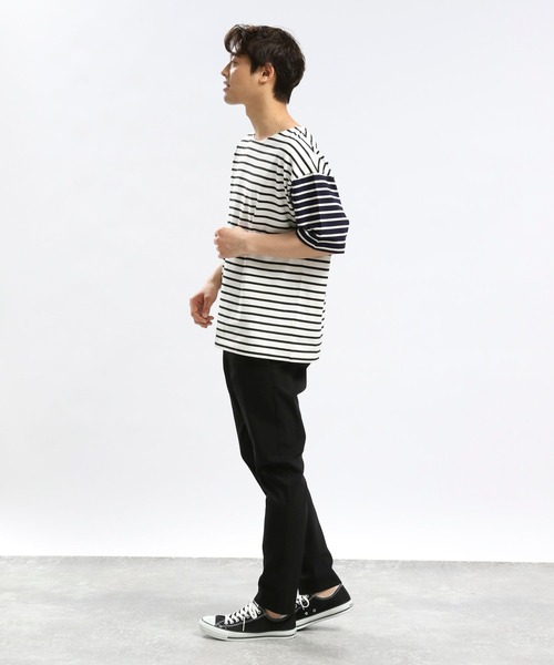 GLOBAL WORK Smile Seed Store（グローバルワーク スマイルシードストア）の「コットンボーダーＴシャツ半袖/984102（Tシャツ/カットソー・メンズ・ブルー系その他/グレー/その他・SMALL/LARGE/X-LARGE/MEDIUM）」の6枚目の写真