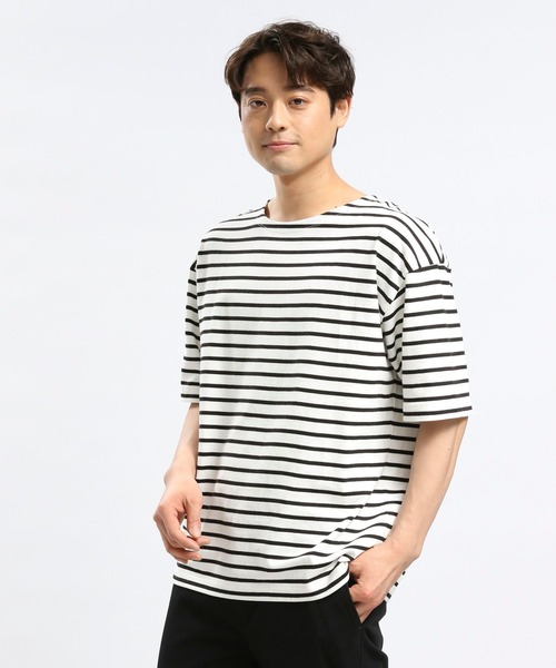 GLOBAL WORK Smile Seed Store（グローバルワーク スマイルシードストア）の「コットンボーダーＴシャツ半袖/984102（Tシャツ/カットソー・メンズ・ブルー系その他/グレー/その他・SMALL/LARGE/X-LARGE/MEDIUM）」の15枚目の写真