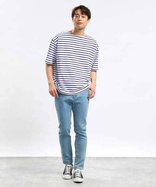 GLOBAL WORK Smile Seed Store（グローバルワーク スマイルシードストア）の「コットンボーダーＴシャツ半袖/984102（Tシャツ/カットソー・メンズ・ブルー系その他/グレー/その他・SMALL/LARGE/X-LARGE/MEDIUM）」の18枚目の写真