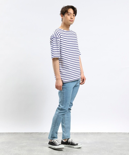 GLOBAL WORK Smile Seed Store（グローバルワーク スマイルシードストア）の「コットンボーダーＴシャツ半袖/984102（Tシャツ/カットソー・メンズ・ブルー系その他/グレー/その他・SMALL/LARGE/X-LARGE/MEDIUM）」の19枚目の写真