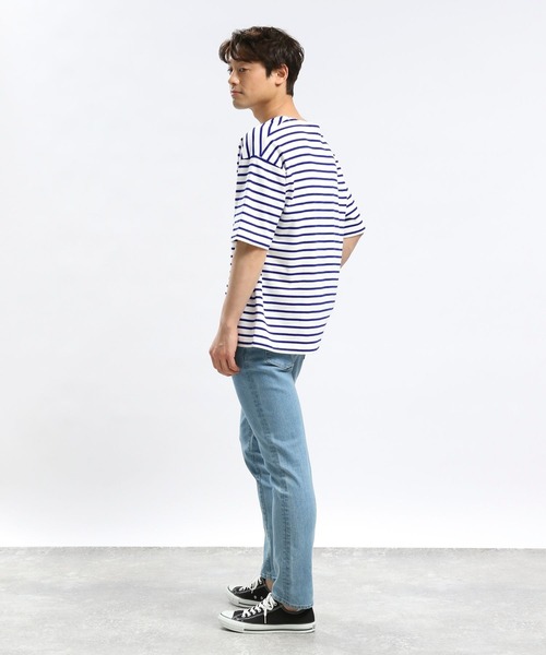 GLOBAL WORK Smile Seed Store（グローバルワーク スマイルシードストア）の「コットンボーダーＴシャツ半袖/984102（Tシャツ/カットソー・メンズ・ブルー系その他/グレー/その他・SMALL/LARGE/X-LARGE/MEDIUM）」の20枚目の写真