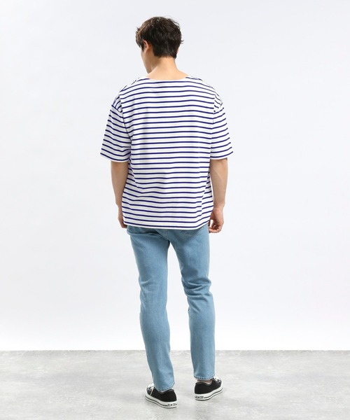 GLOBAL WORK Smile Seed Store（グローバルワーク スマイルシードストア）の「コットンボーダーＴシャツ半袖/984102（Tシャツ/カットソー・メンズ・ブルー系その他/グレー/その他・SMALL/LARGE/X-LARGE/MEDIUM）」の21枚目の写真