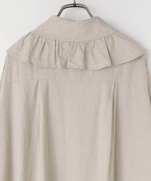 yuw（ユウ）の「リネンショールカラーＳＨワンピース 115220（ワンピース・レディース・ブルー/ブラック/ベージュ・FREE）」の11枚目の写真