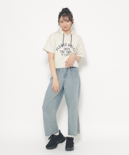 PINK-latte（ピンクラテ）の「◆【吸水速乾・2点SET】定番人気フードSETUP（セットアップ・キッズ・ネイビー/ブラック/チャコールグレー・13/16/15 /14）」の15枚目の写真