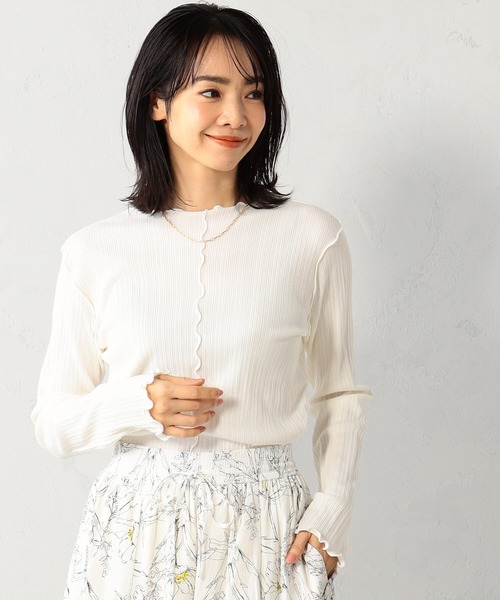 FOUND GOOD（ファウンドグッド）の「ランダムリブメローTシャツ（Tシャツ/カットソー・レディース・ブルー系2/ベージュ/アイボリー/ブラック・S/M/L）」の2枚目の写真