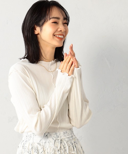 FOUND GOOD（ファウンドグッド）の「ランダムリブメローTシャツ（Tシャツ/カットソー・レディース・ブルー系2/ベージュ/アイボリー/ブラック・S/M/L）」の6枚目の写真