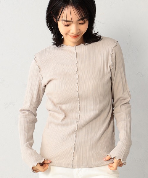 FOUND GOOD（ファウンドグッド）の「ランダムリブメローTシャツ（Tシャツ/カットソー・レディース・ブルー系2/ベージュ/アイボリー/ブラック・S/M/L）」の13枚目の写真