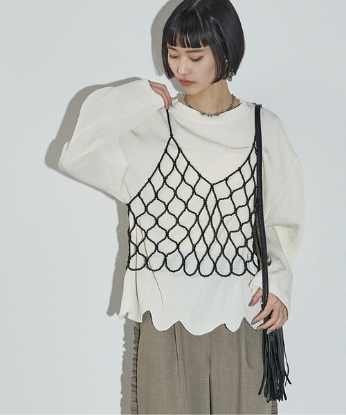 THE YOn（ザヨン）の「ビーズデザインメッシュビスチェ（キャミソール・レディース・クリア/ブラック・FREE）」の15枚目の写真