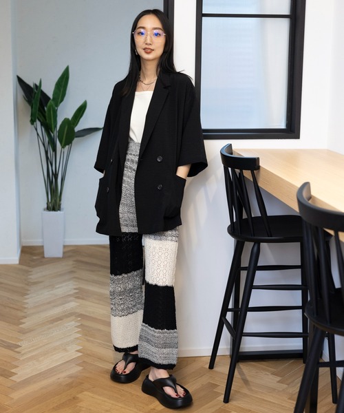 LEPSIM（レプシィム）の「7ゲージパッチワークニットパンツ　105090（その他パンツ・レディース・ブラック/アイボリー/グレー系その他・FREE）」の21枚目の写真